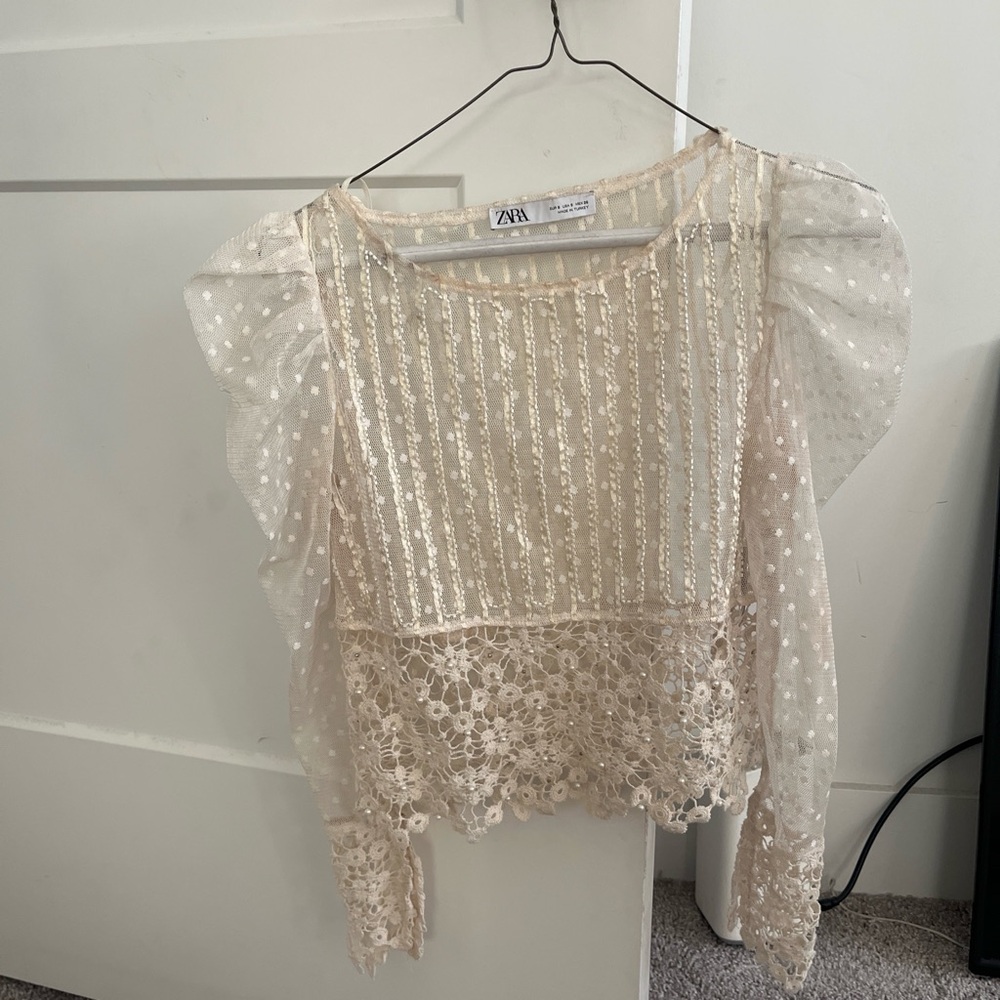 Zara Cream Lace Top